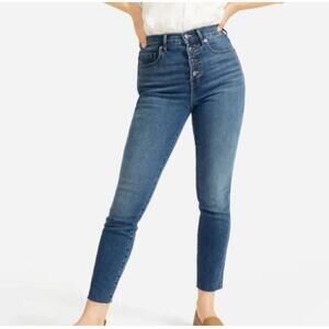 Everlane Blue High Rise Button Fly Ankle Jeans 27 Vintage Skinny